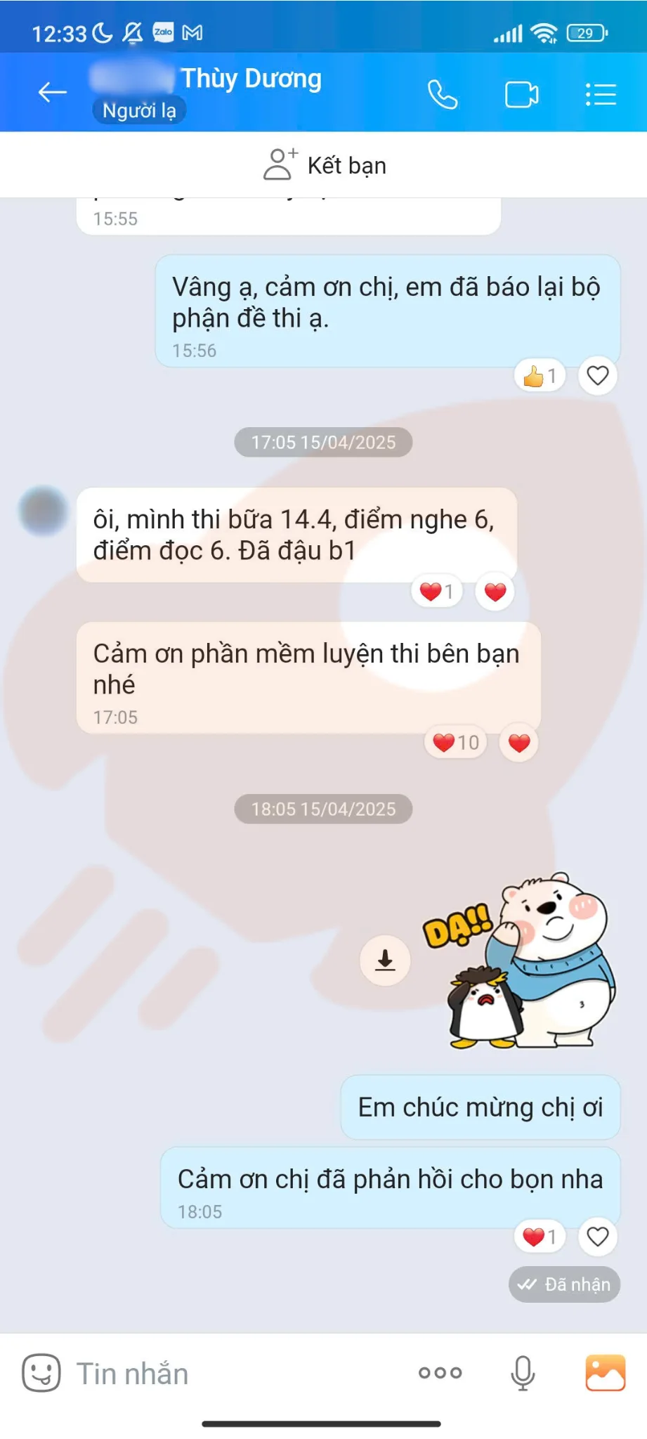 Phản hồi học viên VSTEP B1