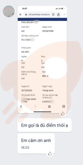 Phản hồi học viên VSTEP B1