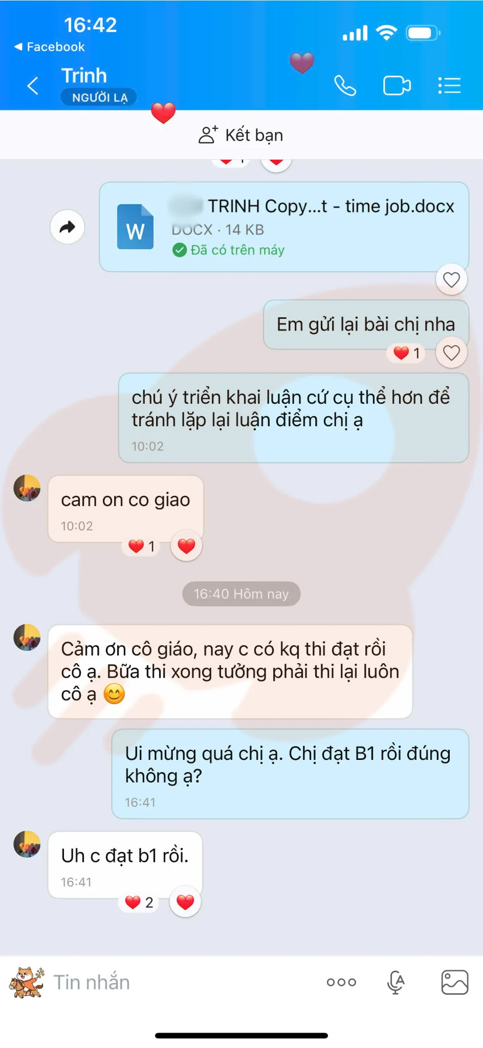 Phản hồi học viên VSTEP B1