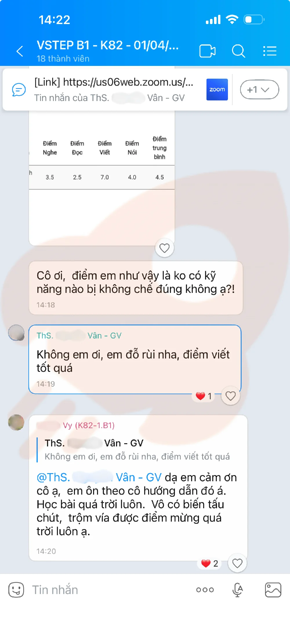 Phản hồi học viên VSTEP B1