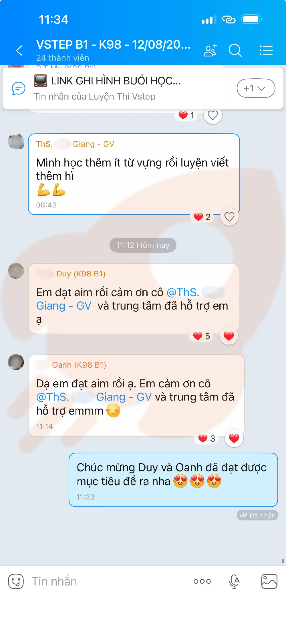 Phản hồi học viên VSTEP B1