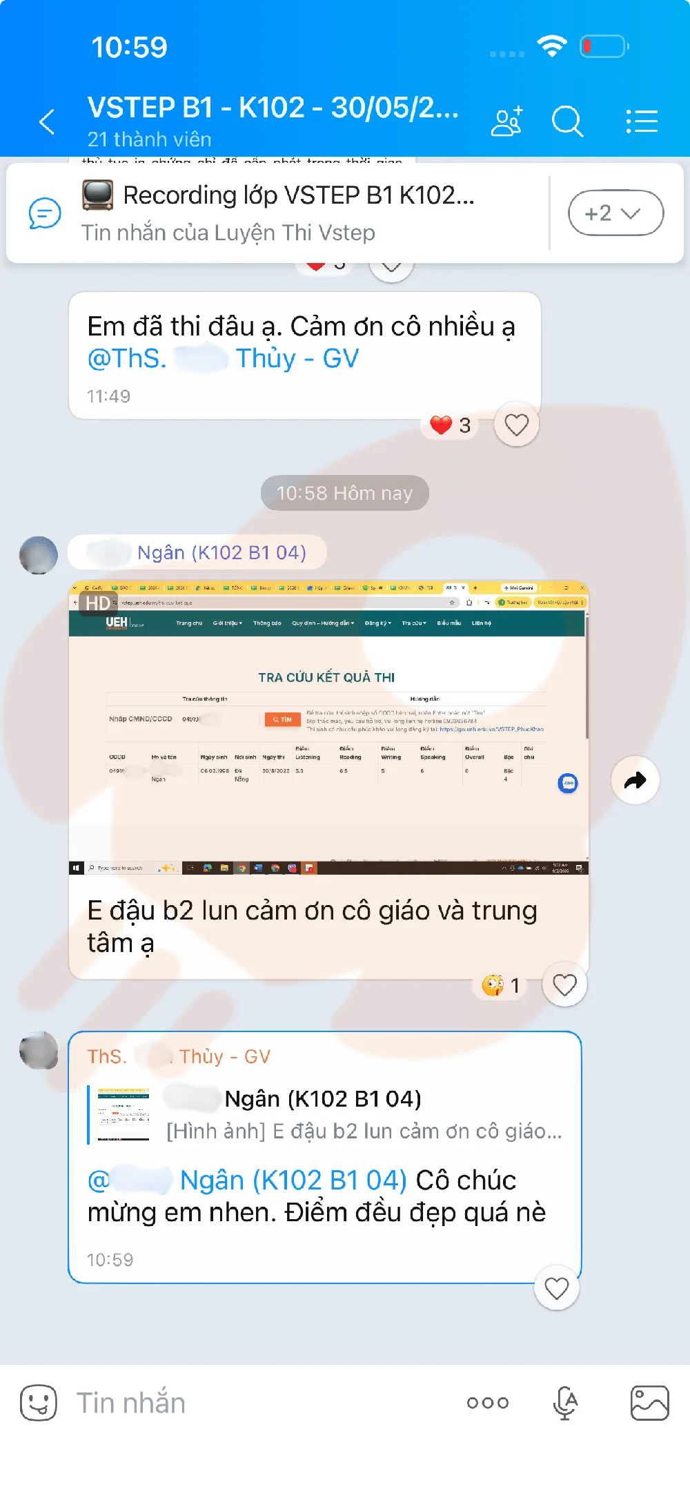 Phản hồi học viên VSTEP B1