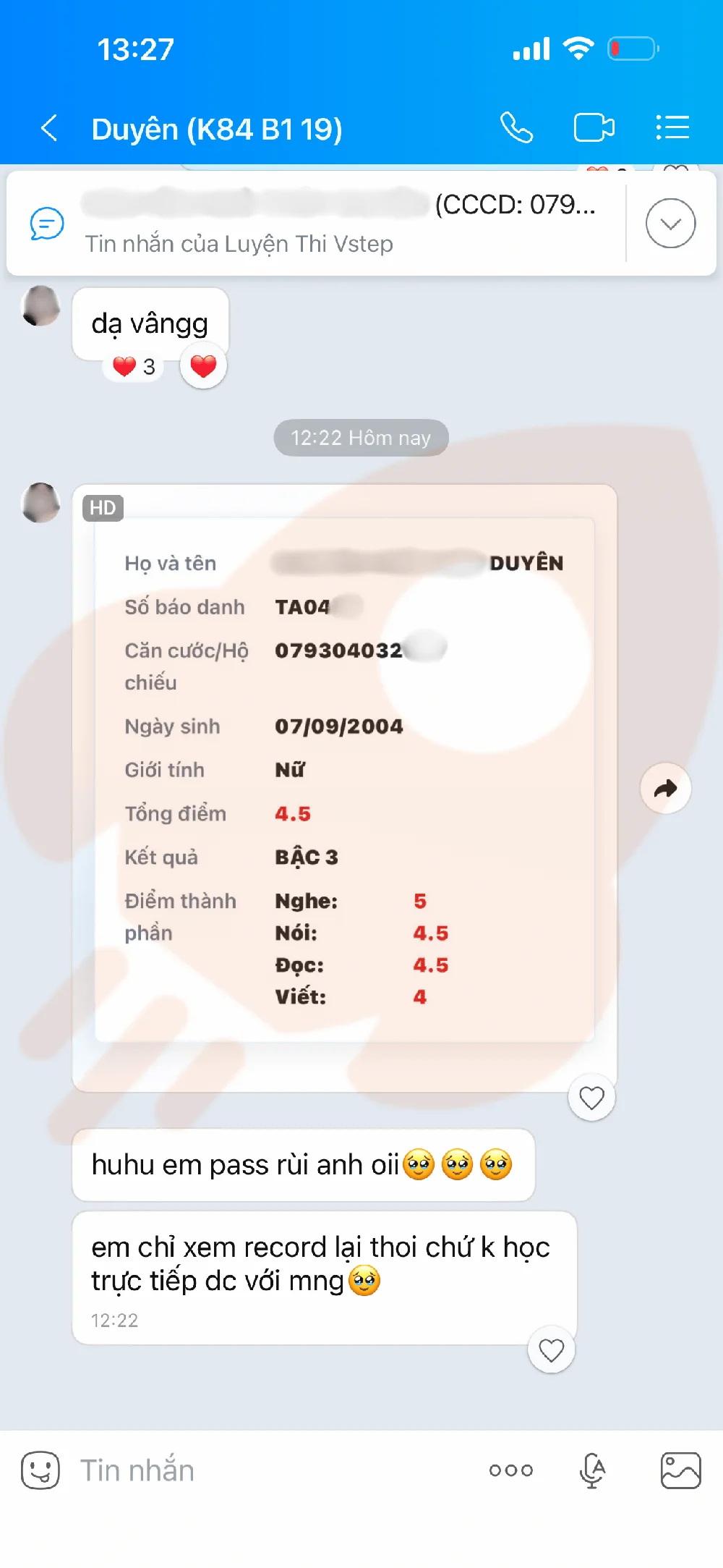Phản hồi học viên VSTEP B1