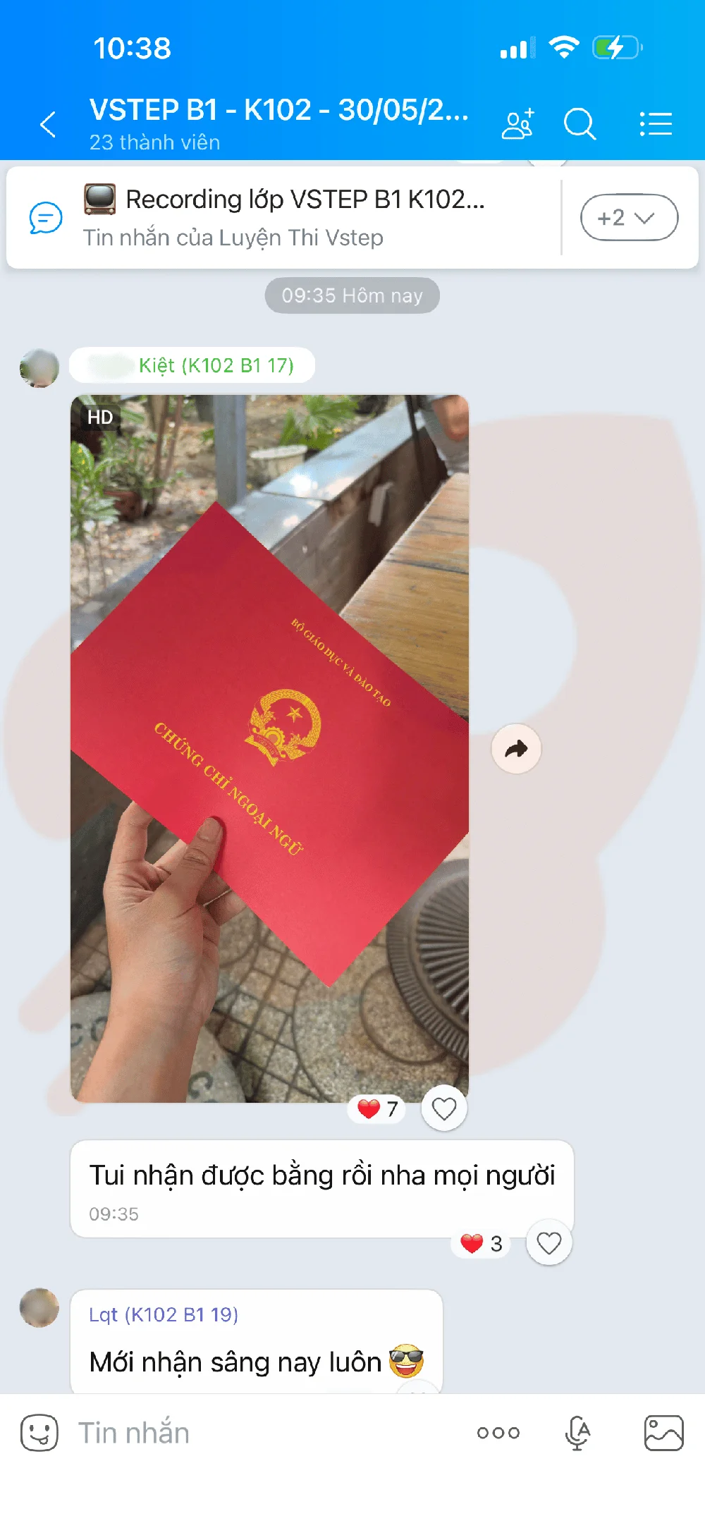 Phản hồi học viên VSTEP B1