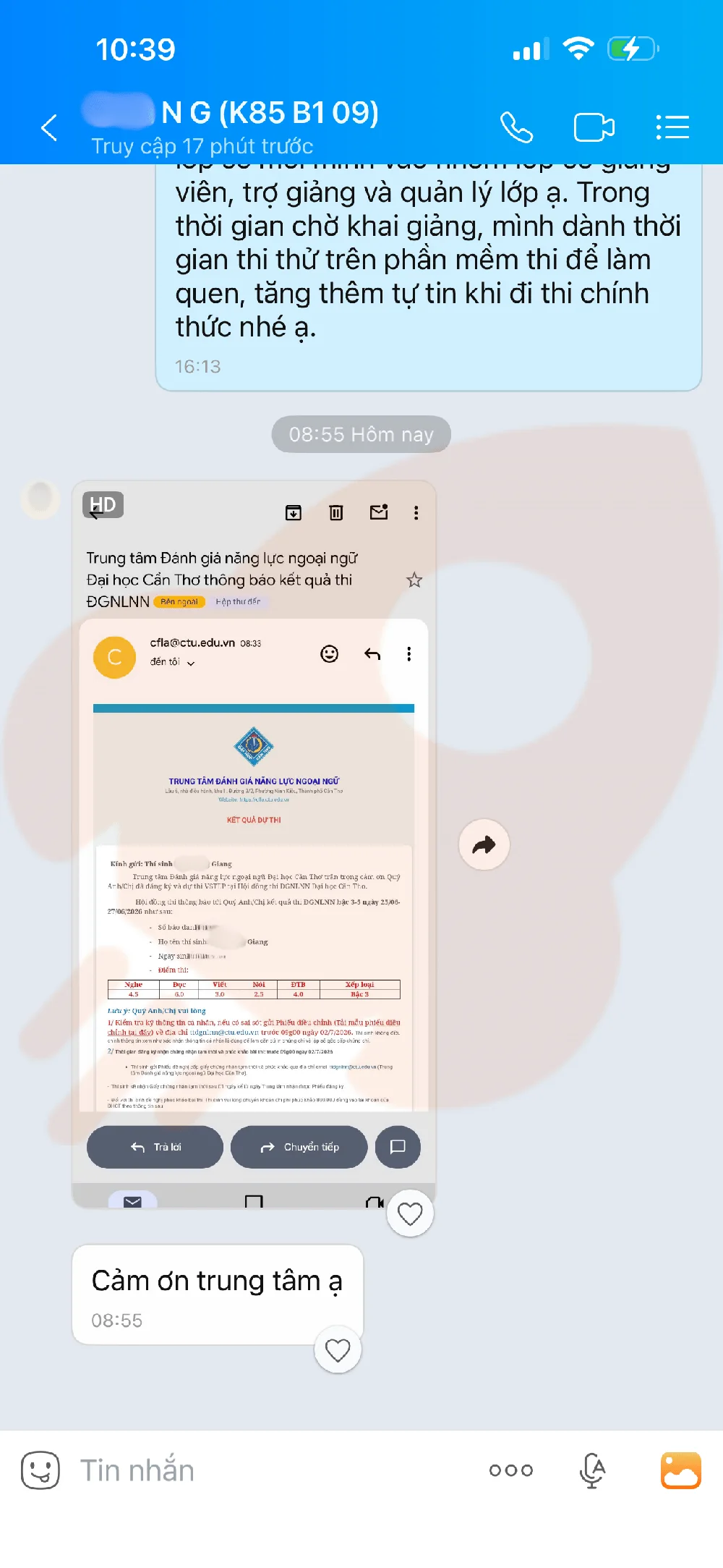 Phản hồi học viên VSTEP B1