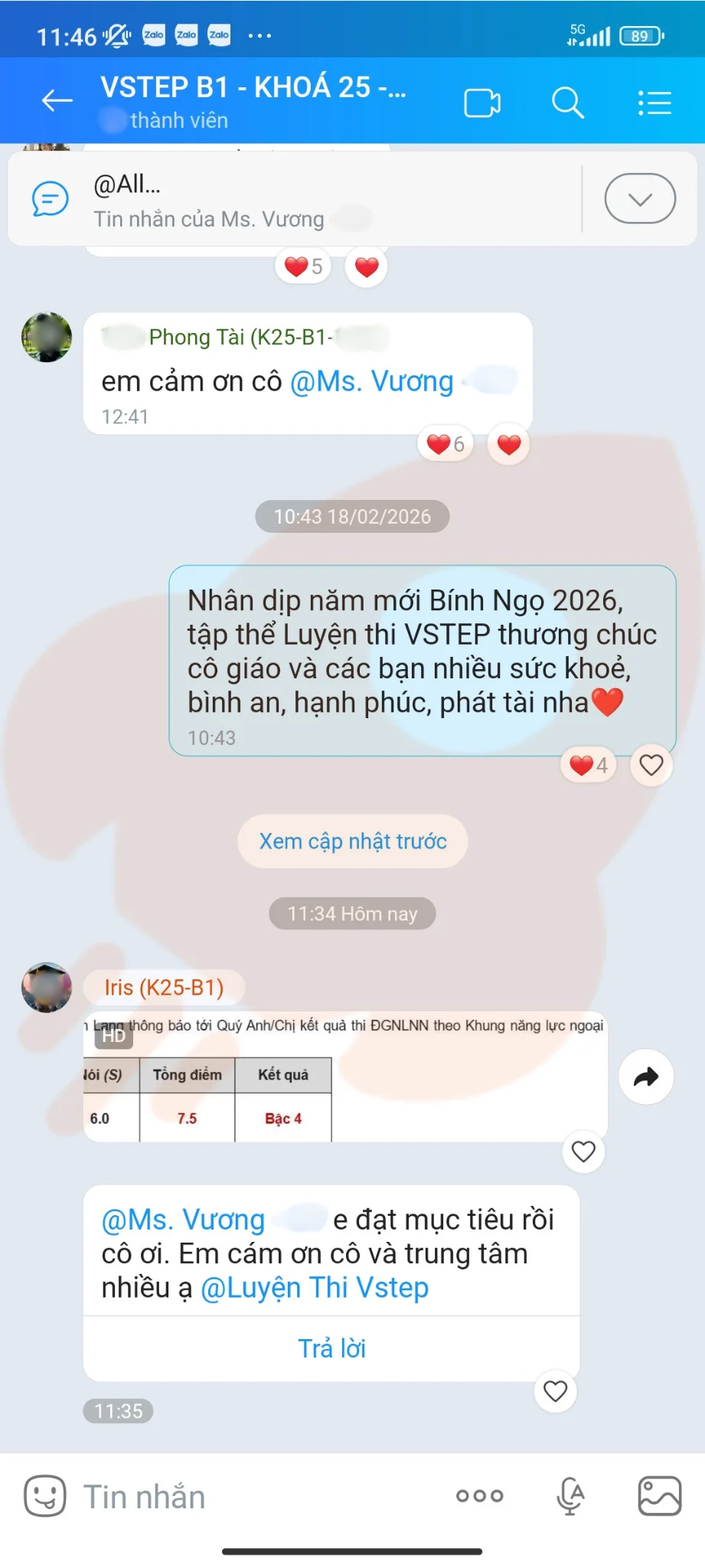 Phản hồi học viên VSTEP B1