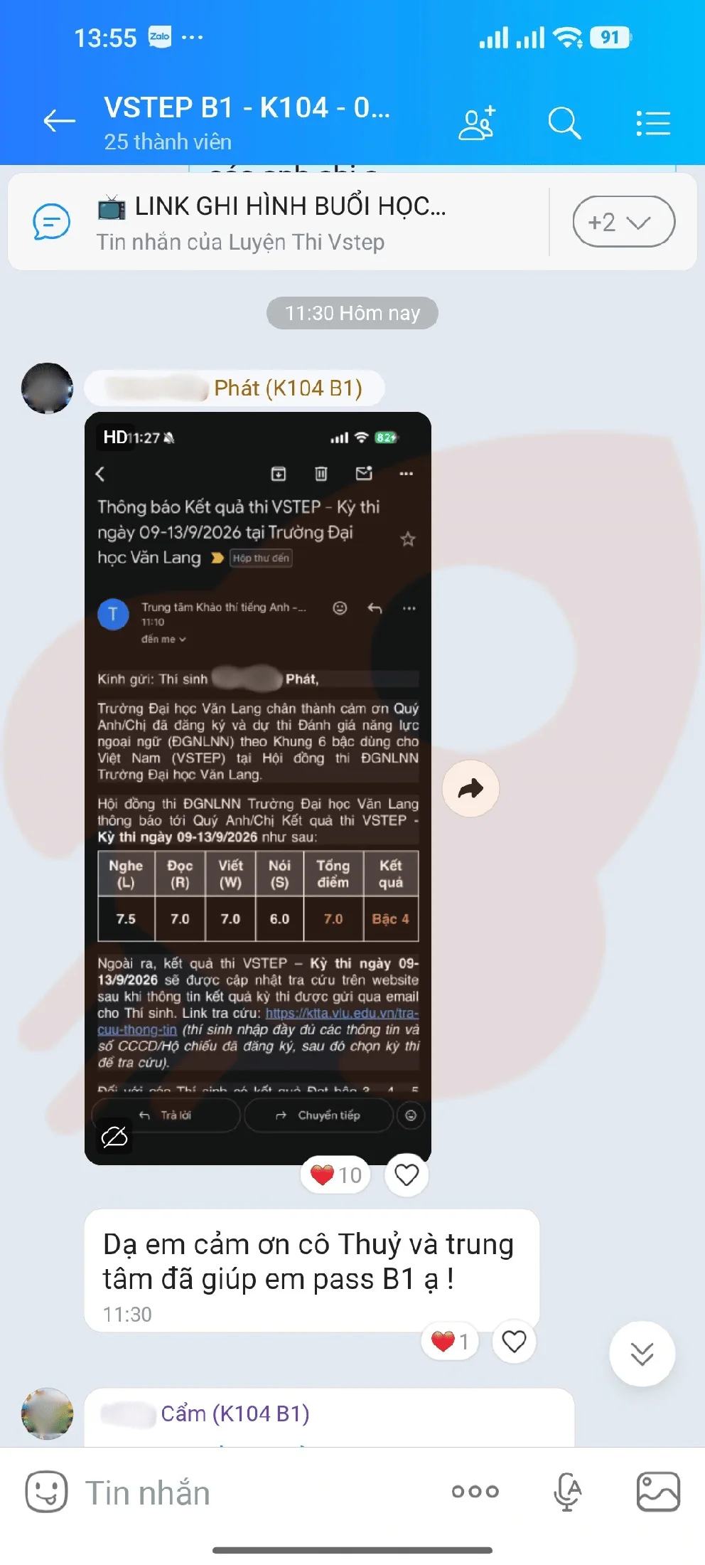 Phản hồi học viên VSTEP B1