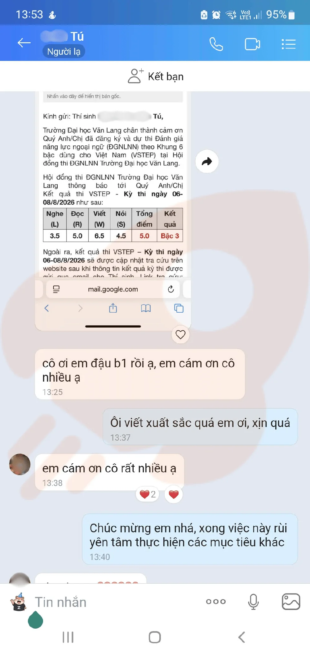 Phản hồi học viên VSTEP B1