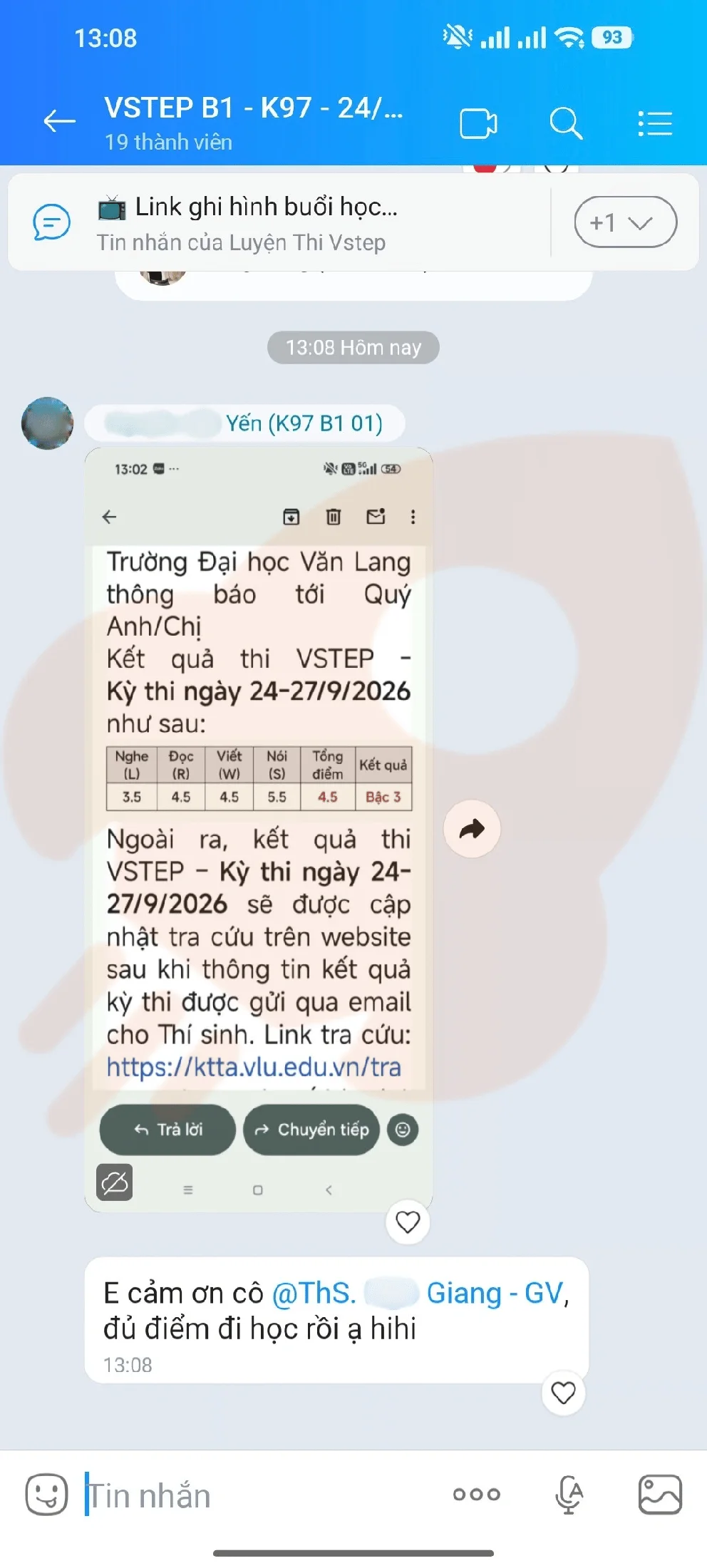 Phản hồi học viên VSTEP B1
