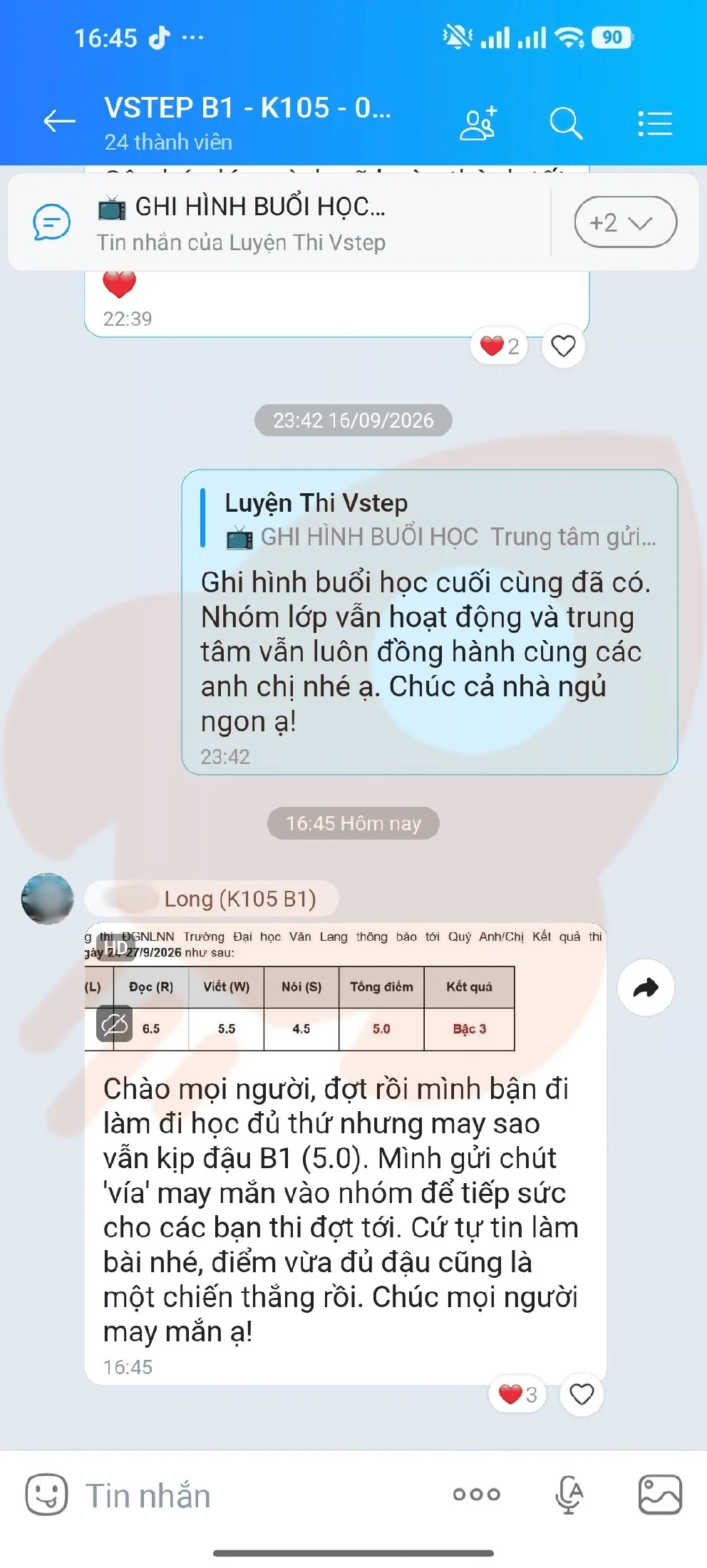 Phản hồi học viên VSTEP B1