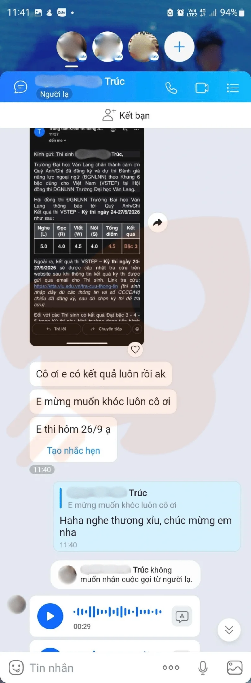 Phản hồi học viên VSTEP B1