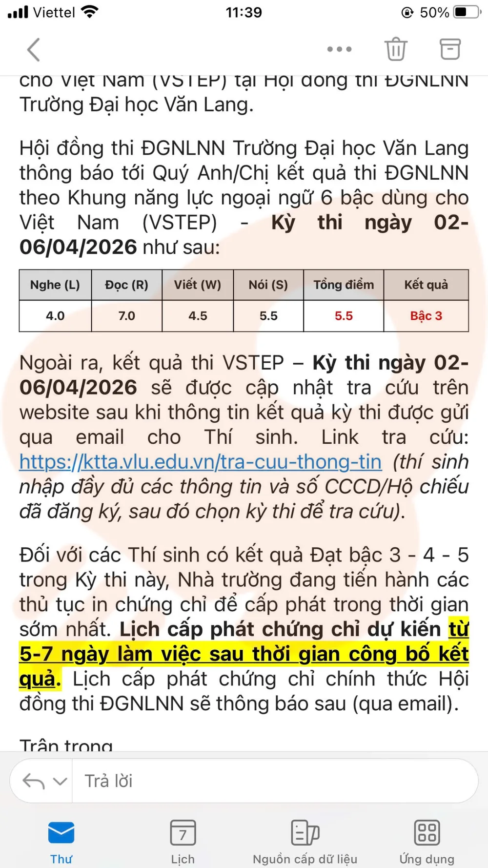 Phản hồi học viên VSTEP B1