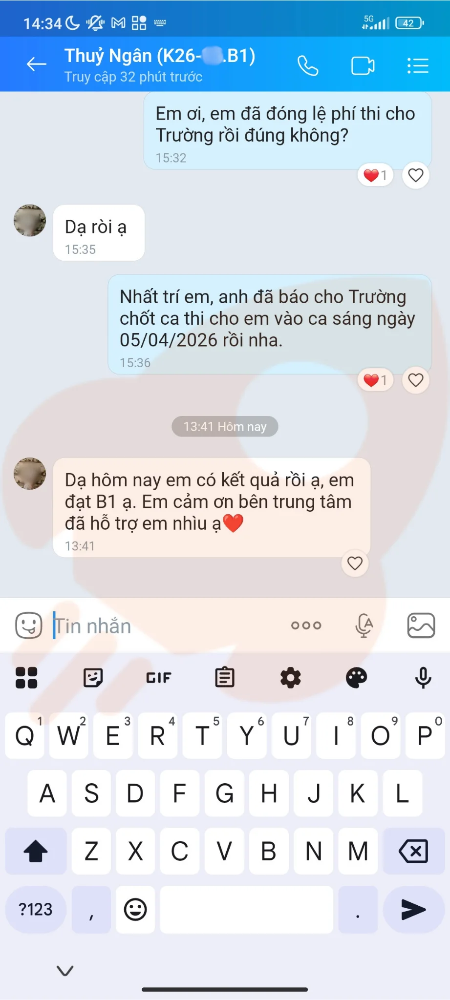 Phản hồi học viên VSTEP B1