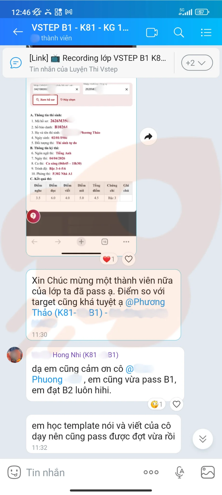 Phản hồi học viên VSTEP B1