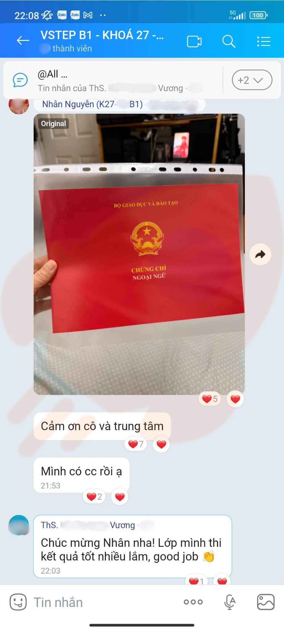 Phản hồi học viên VSTEP B1