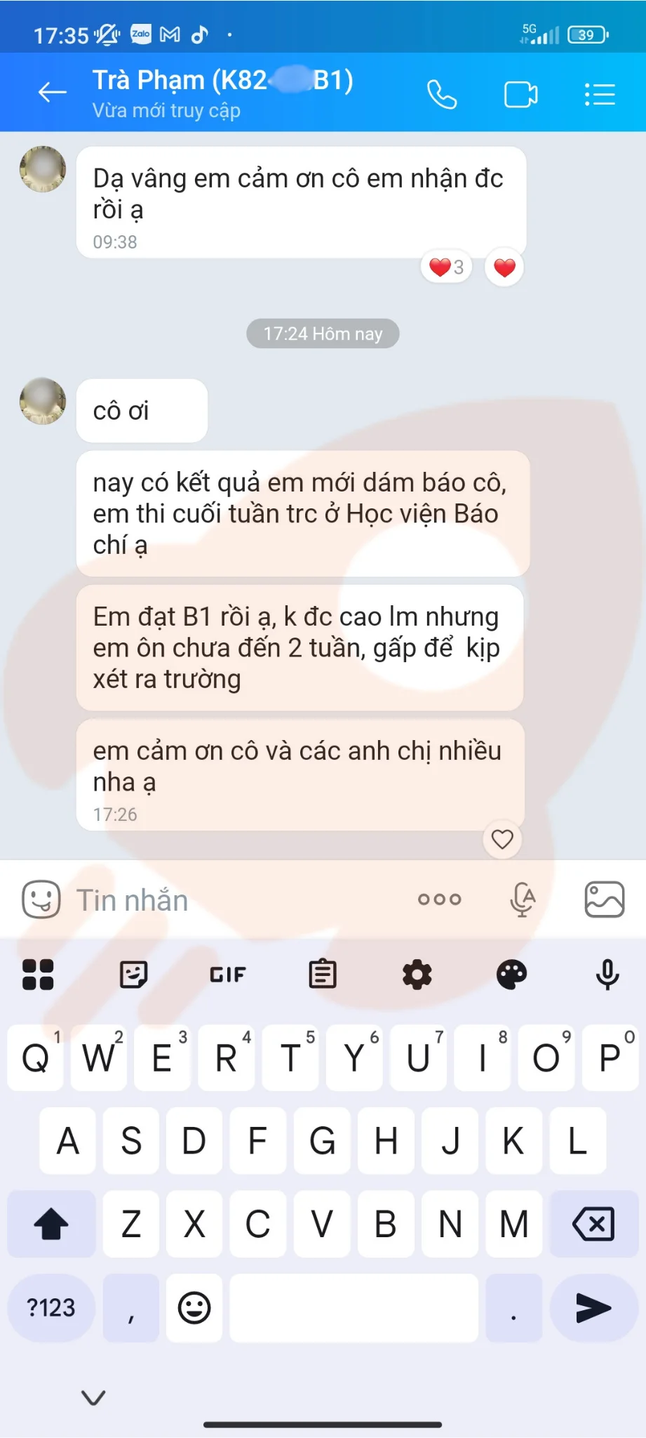 Phản hồi học viên VSTEP B1