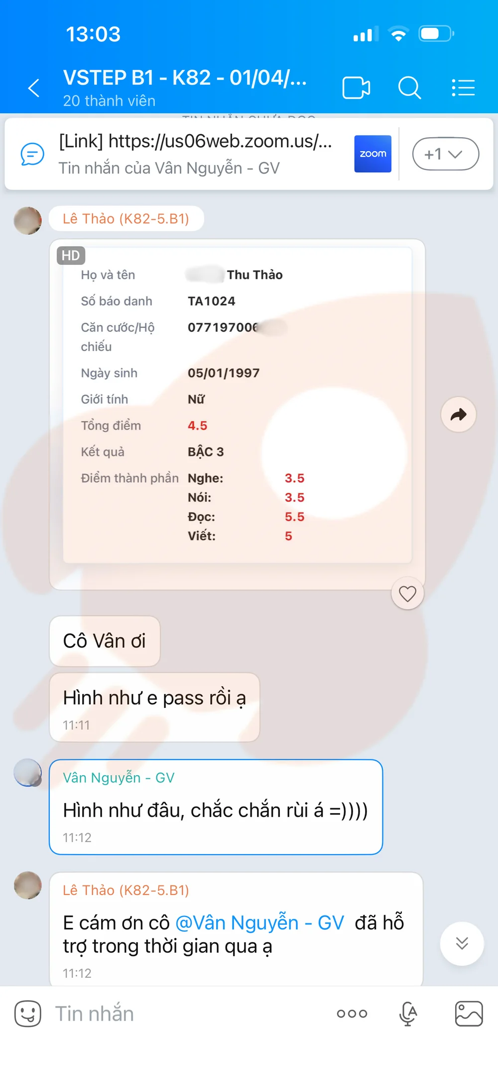 Phản hồi học viên VSTEP B1