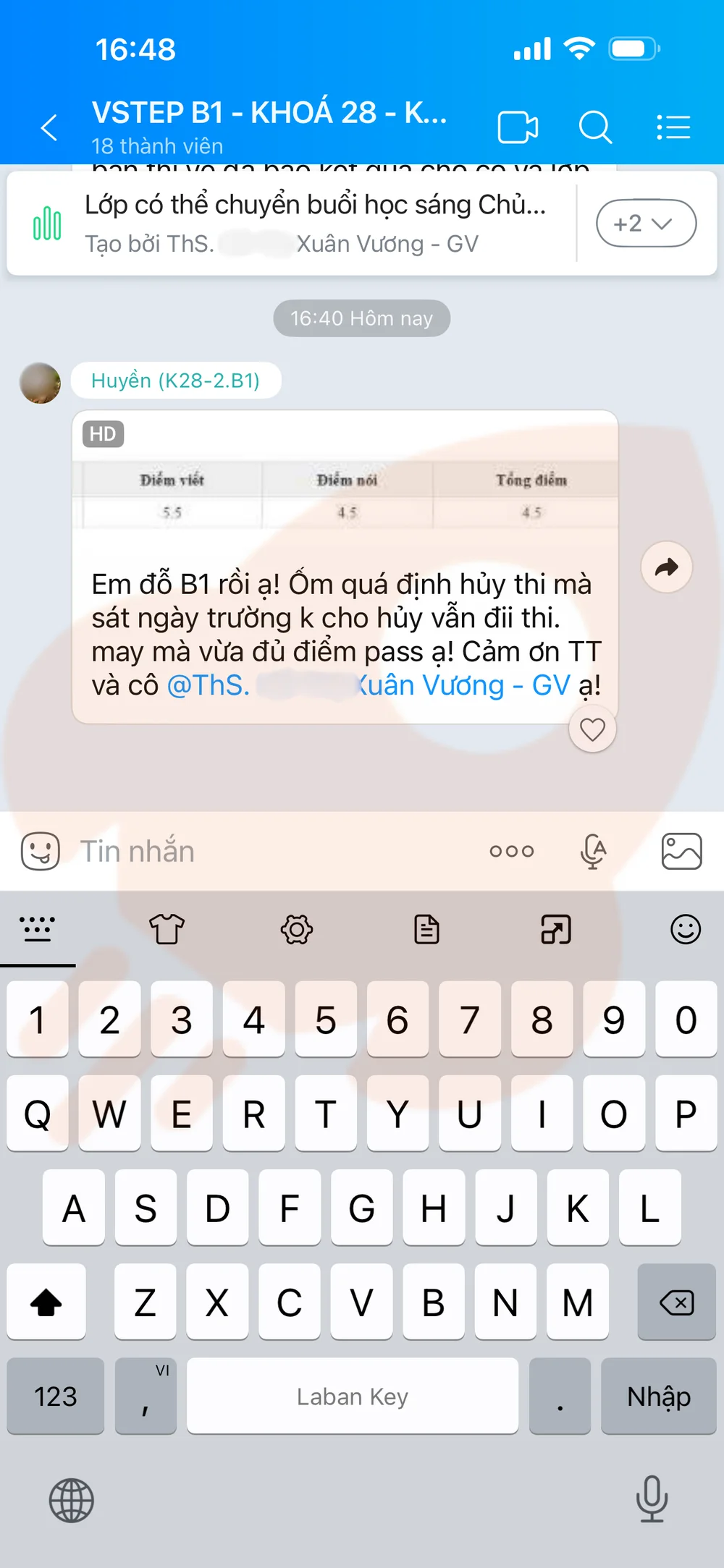 Phản hồi học viên VSTEP B1