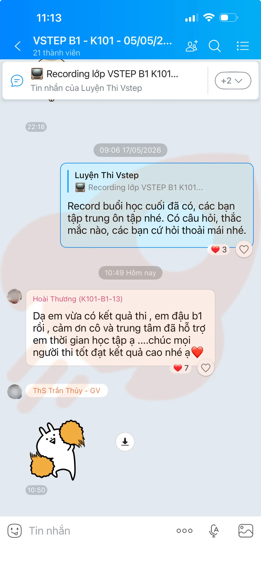 Phản hồi học viên VSTEP B1
