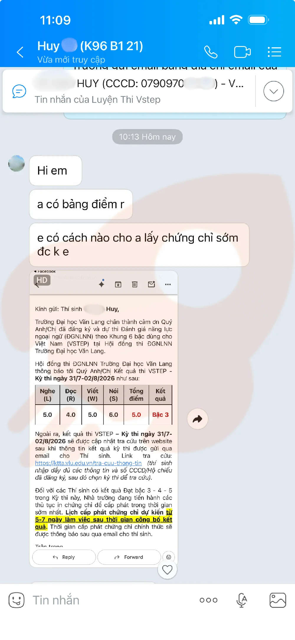 Phản hồi học viên VSTEP B1
