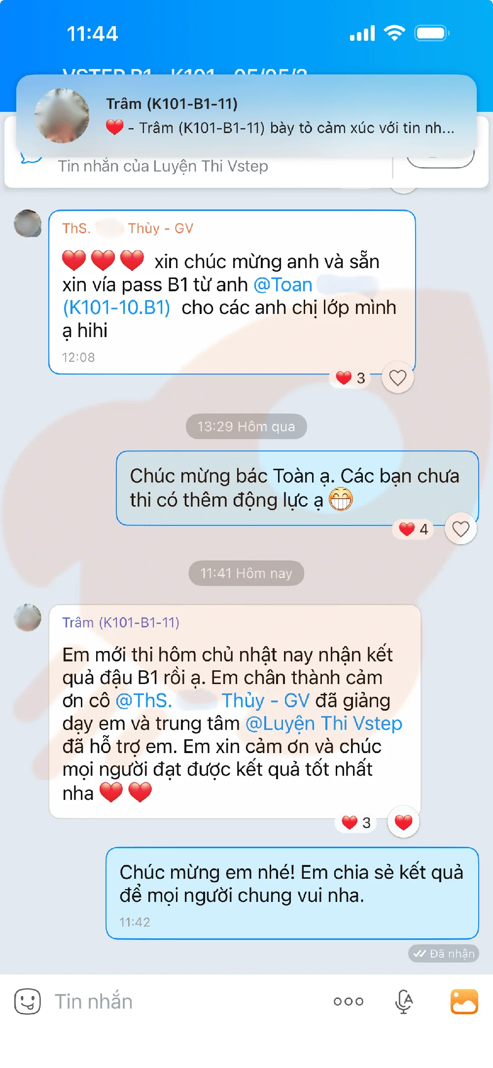 Phản hồi học viên VSTEP B1