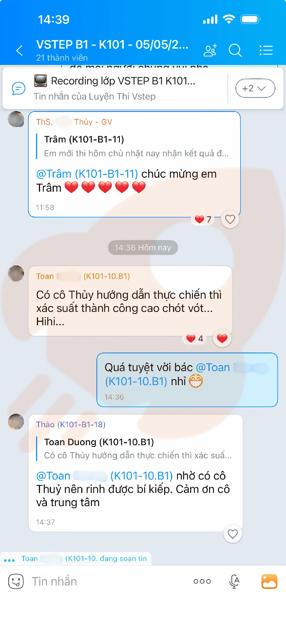 Phản hồi học viên VSTEP B1