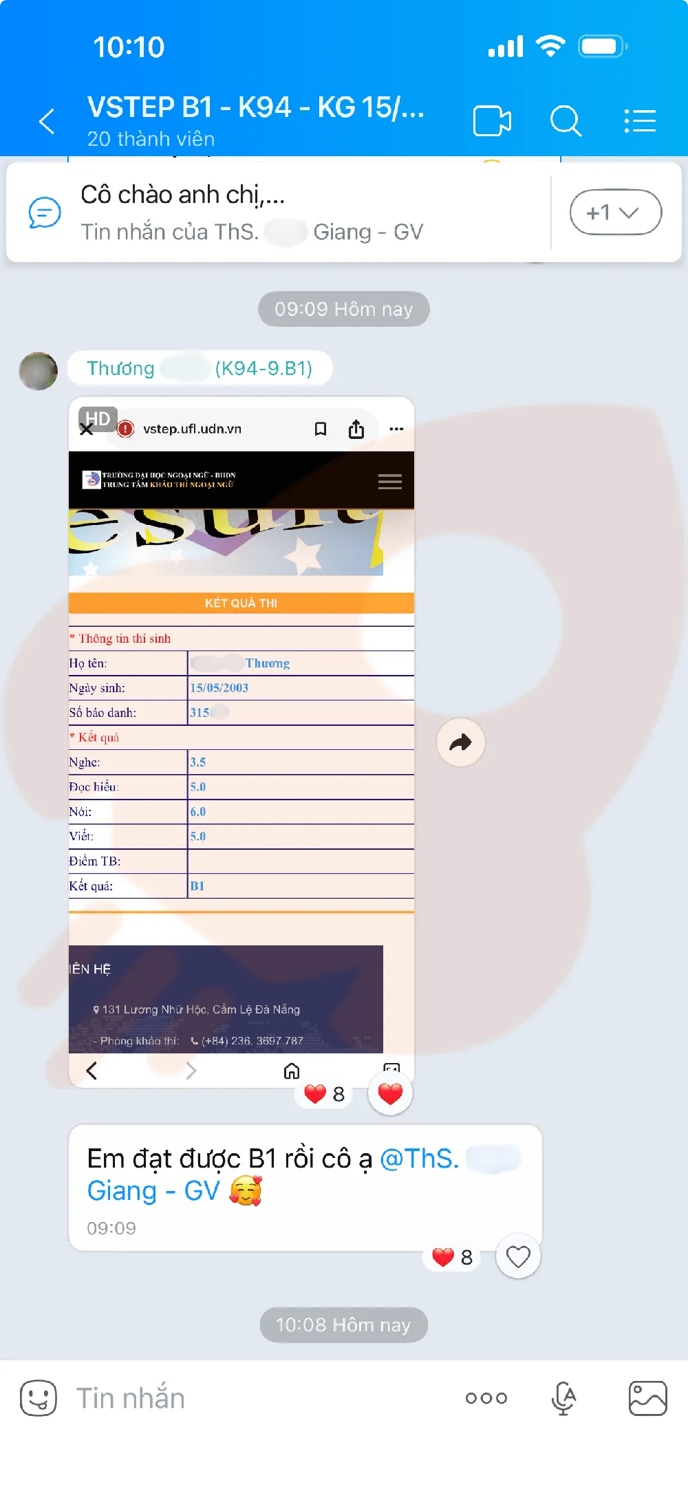 Phản hồi học viên VSTEP B1