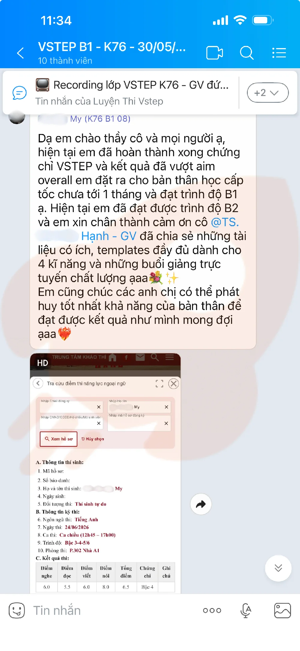 Phản hồi học viên VSTEP B1