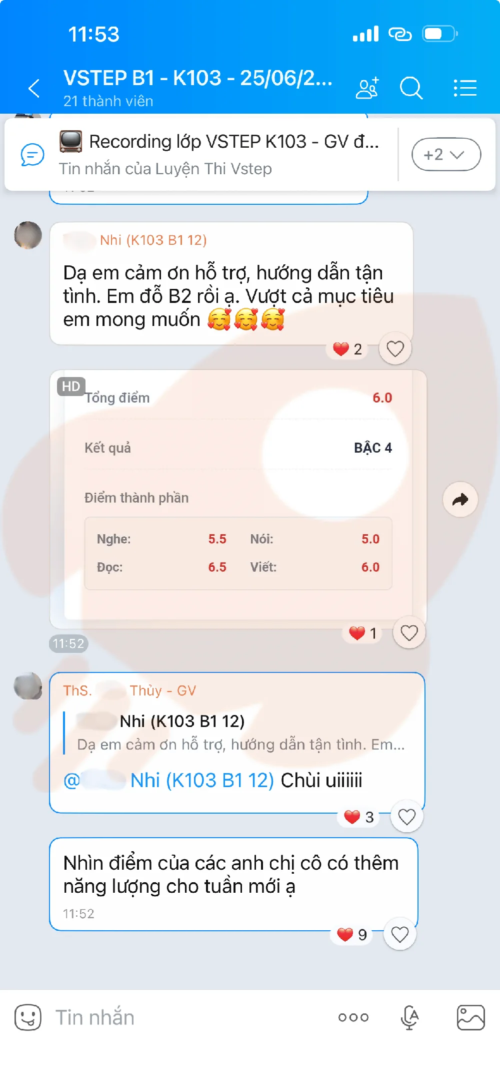 Phản hồi học viên VSTEP B1