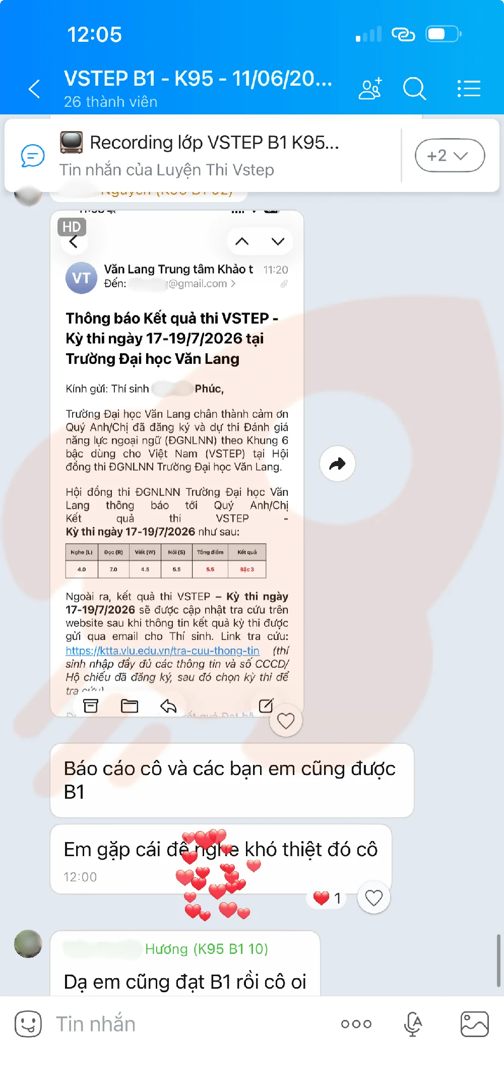 Phản hồi học viên VSTEP B1