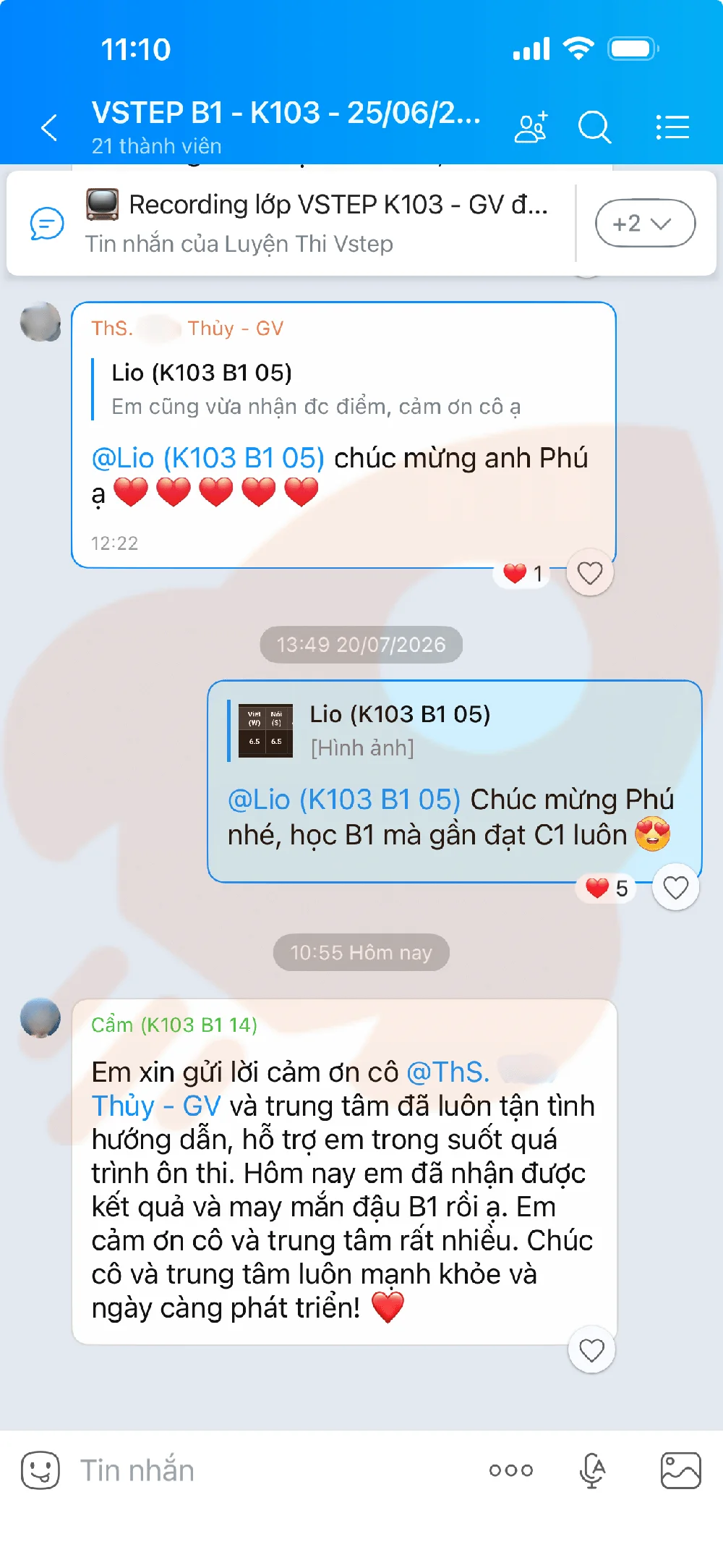 Phản hồi học viên VSTEP B1