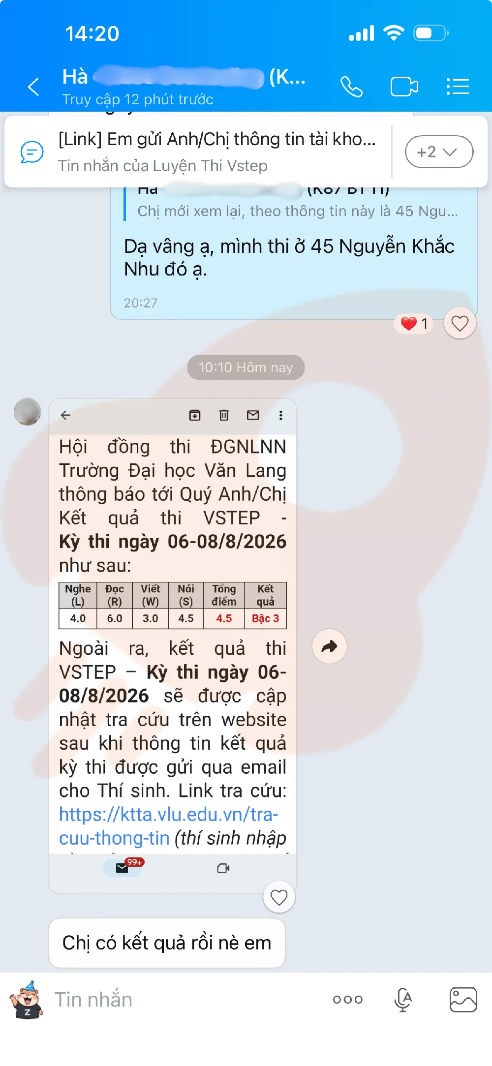 Phản hồi học viên VSTEP B1