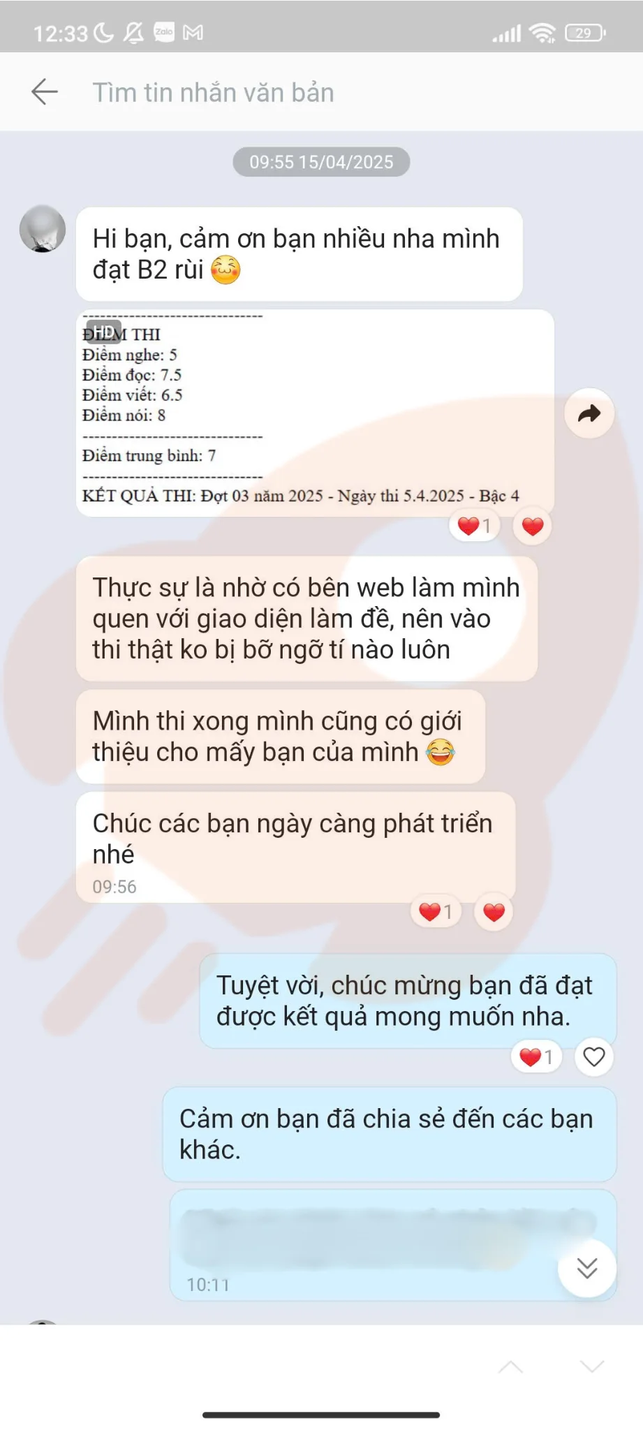 Phản hồi học viên VSTEP B2