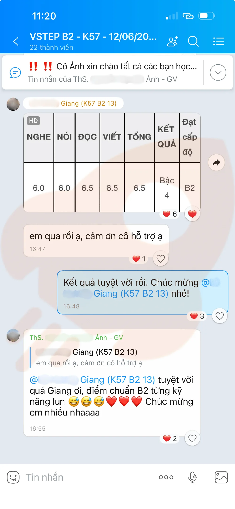 Phản hồi học viên VSTEP B2