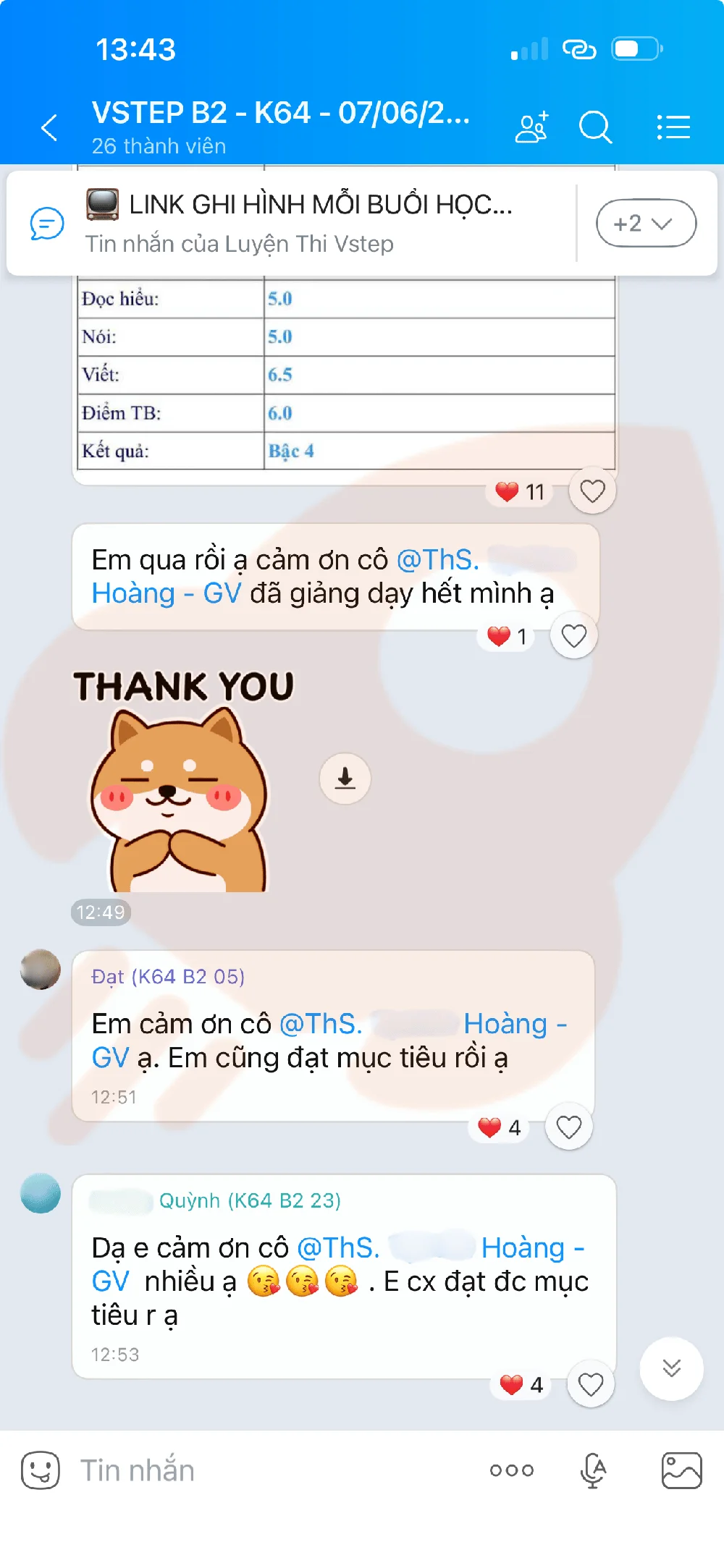 Phản hồi học viên VSTEP B2