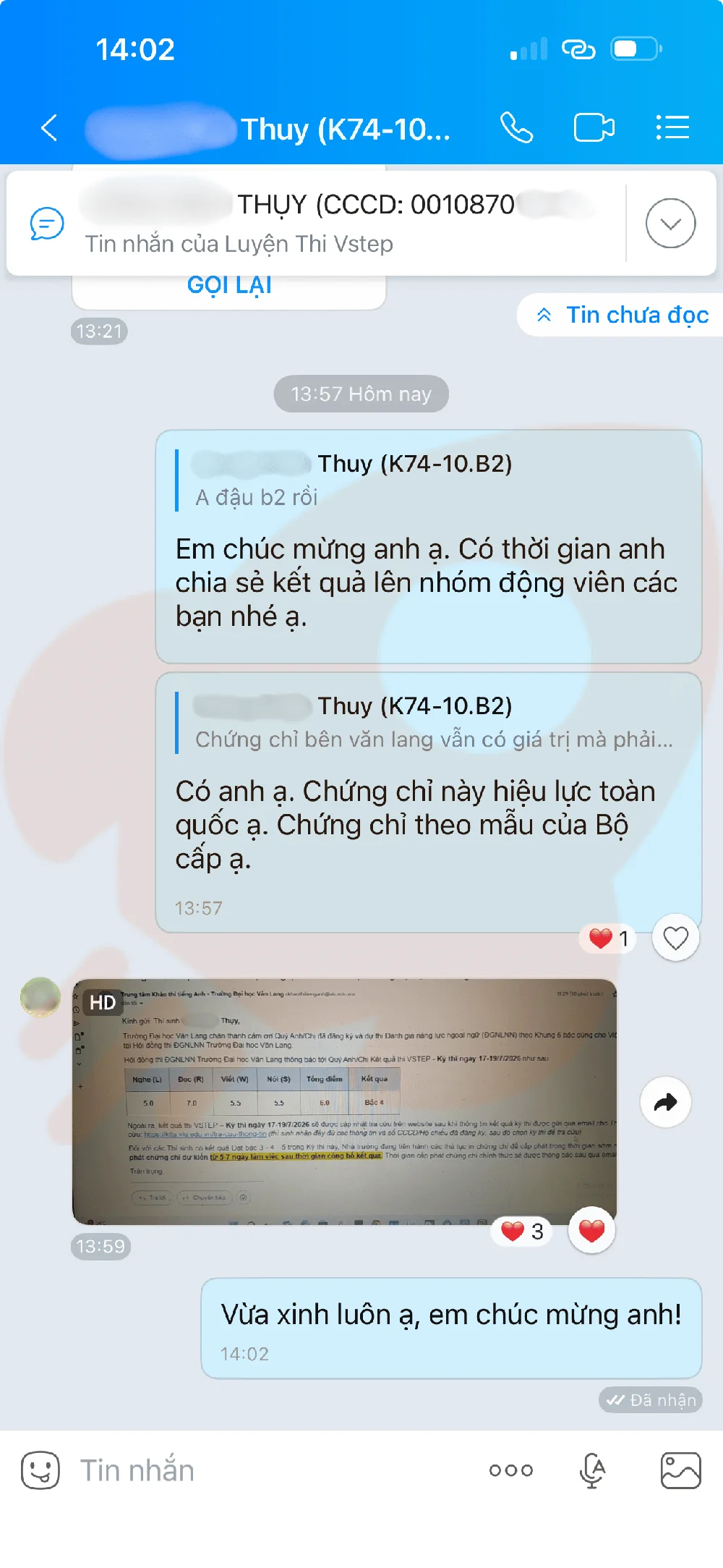 Phản hồi học viên VSTEP B2