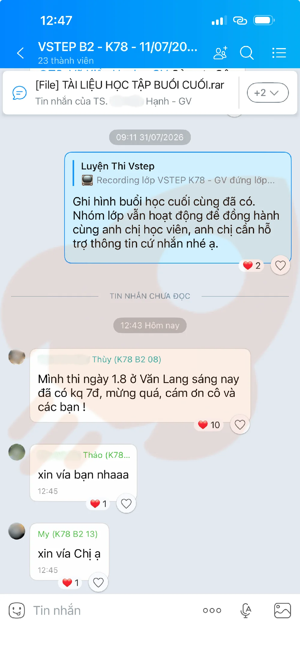 Phản hồi học viên VSTEP B2