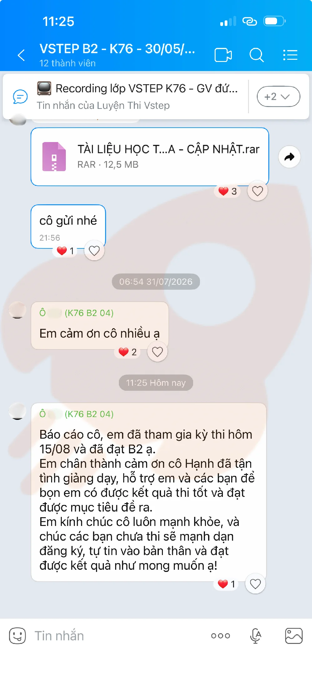 Phản hồi học viên VSTEP B2