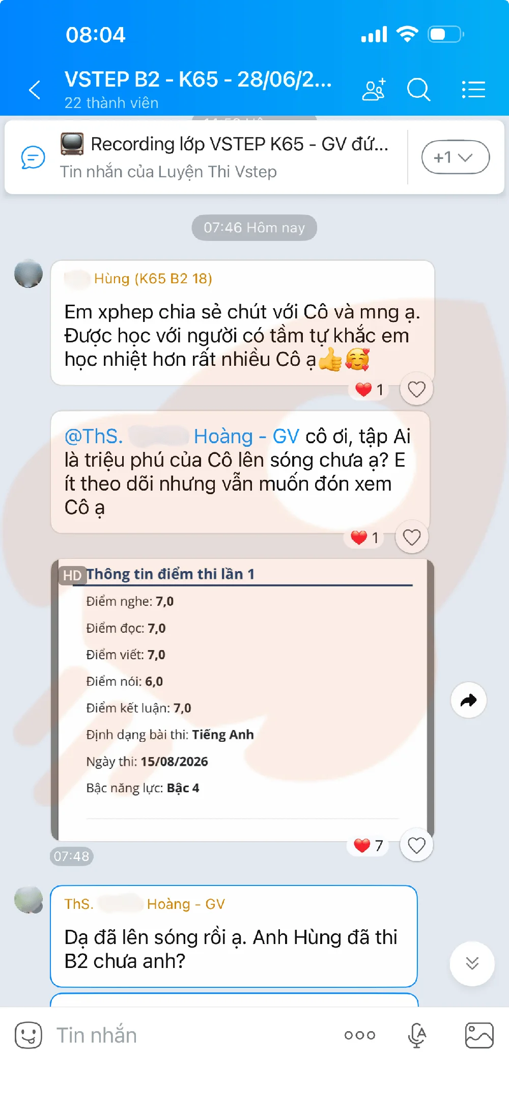 Phản hồi học viên VSTEP B2