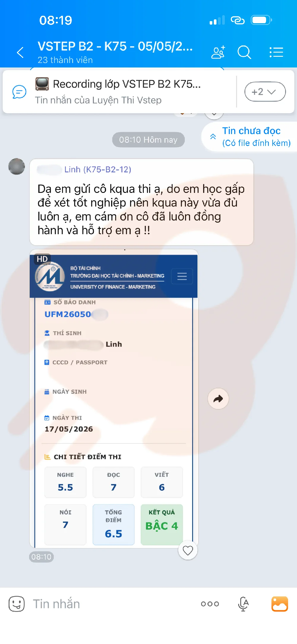 Phản hồi học viên VSTEP B2