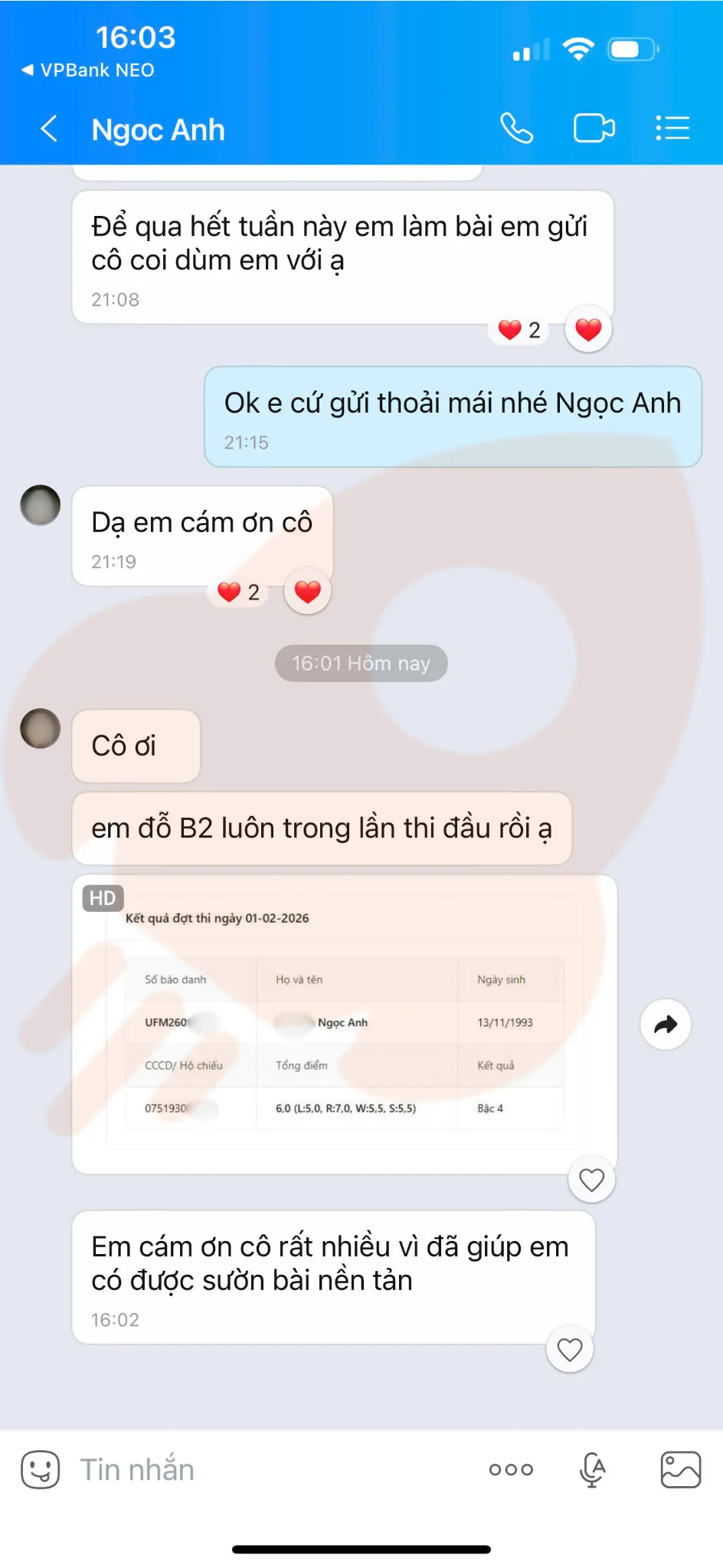 Phản hồi học viên VSTEP B2