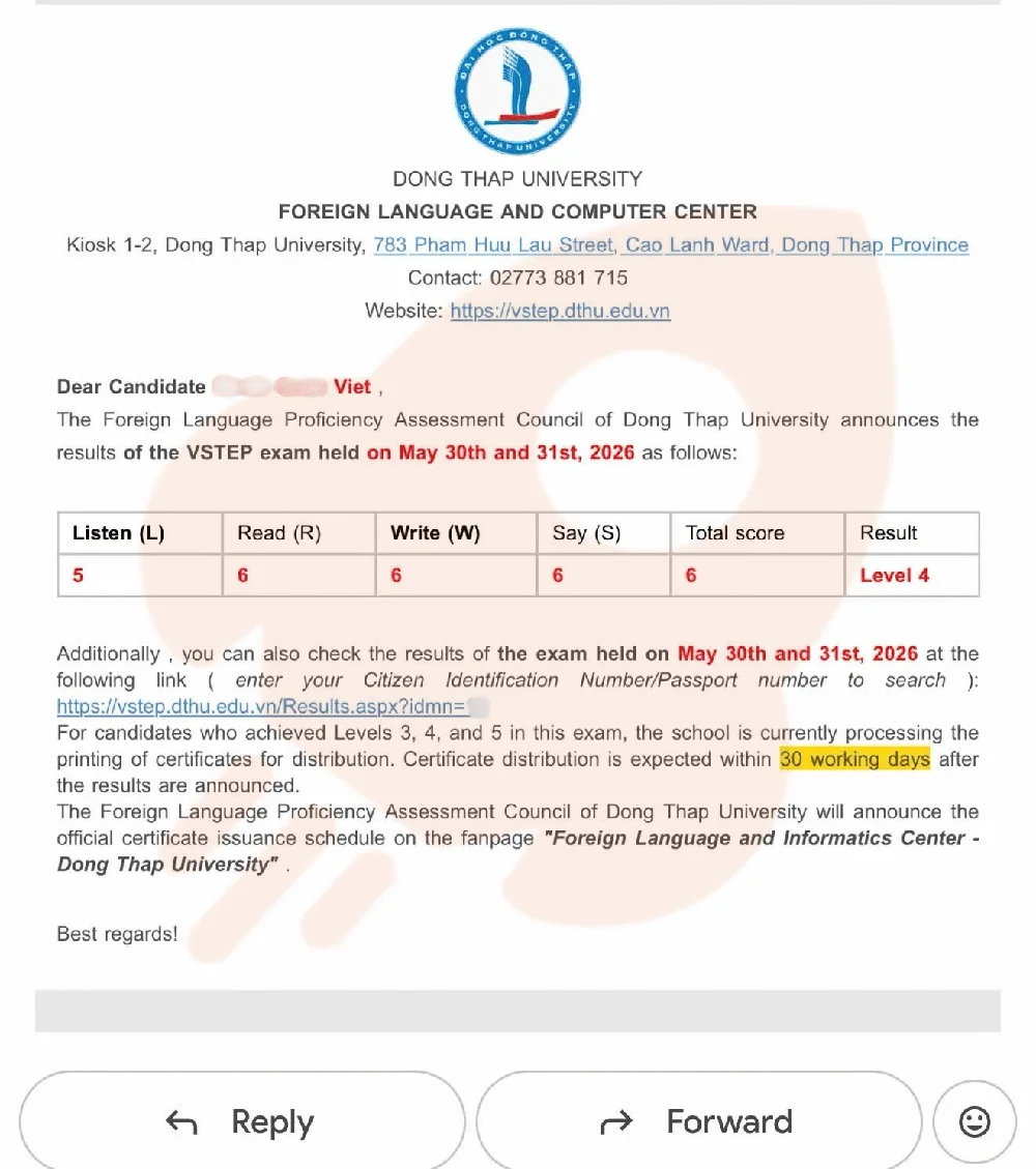 Phản hồi học viên VSTEP B2