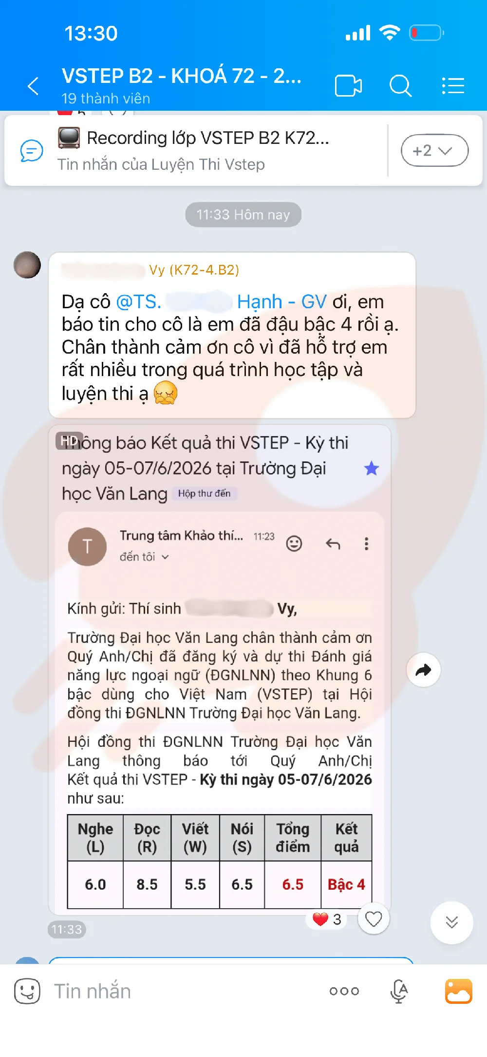Phản hồi học viên VSTEP B2