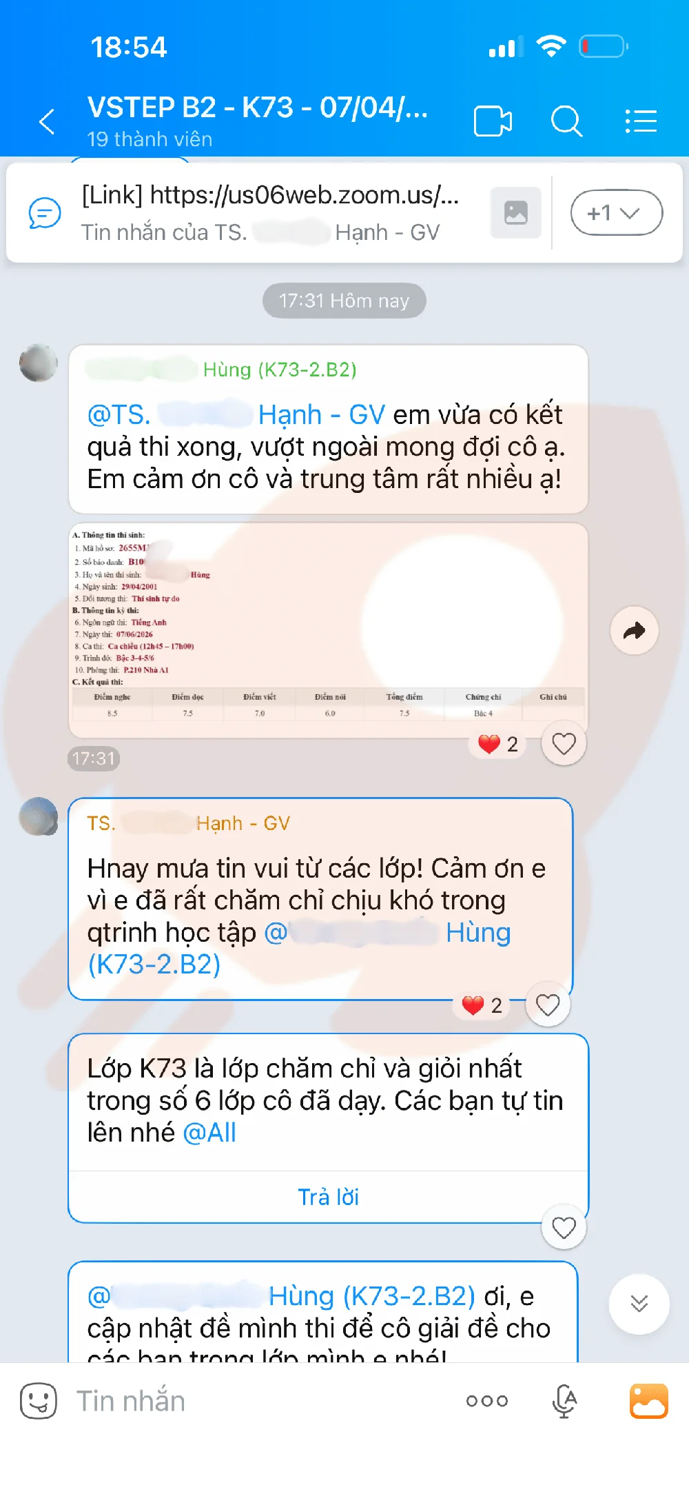 Phản hồi học viên VSTEP B2