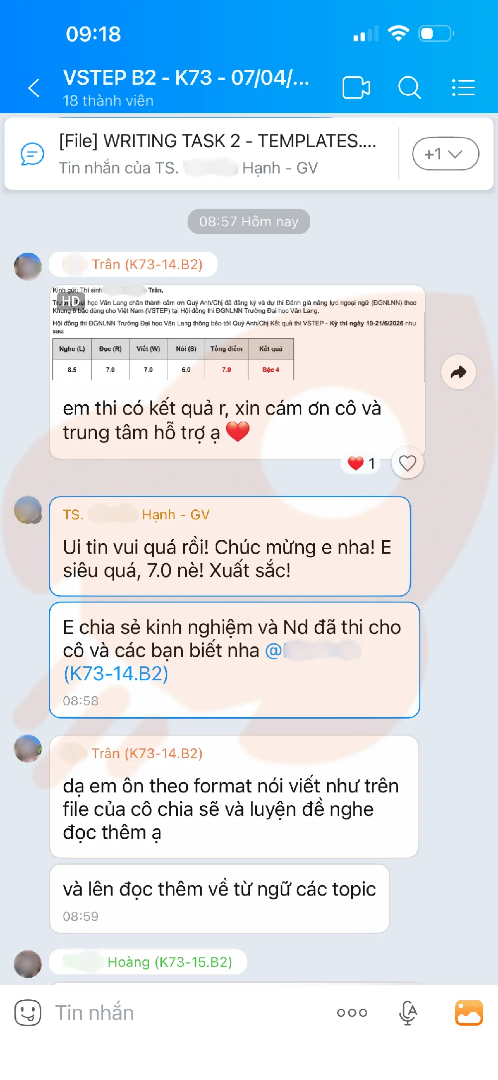 Phản hồi học viên VSTEP B2