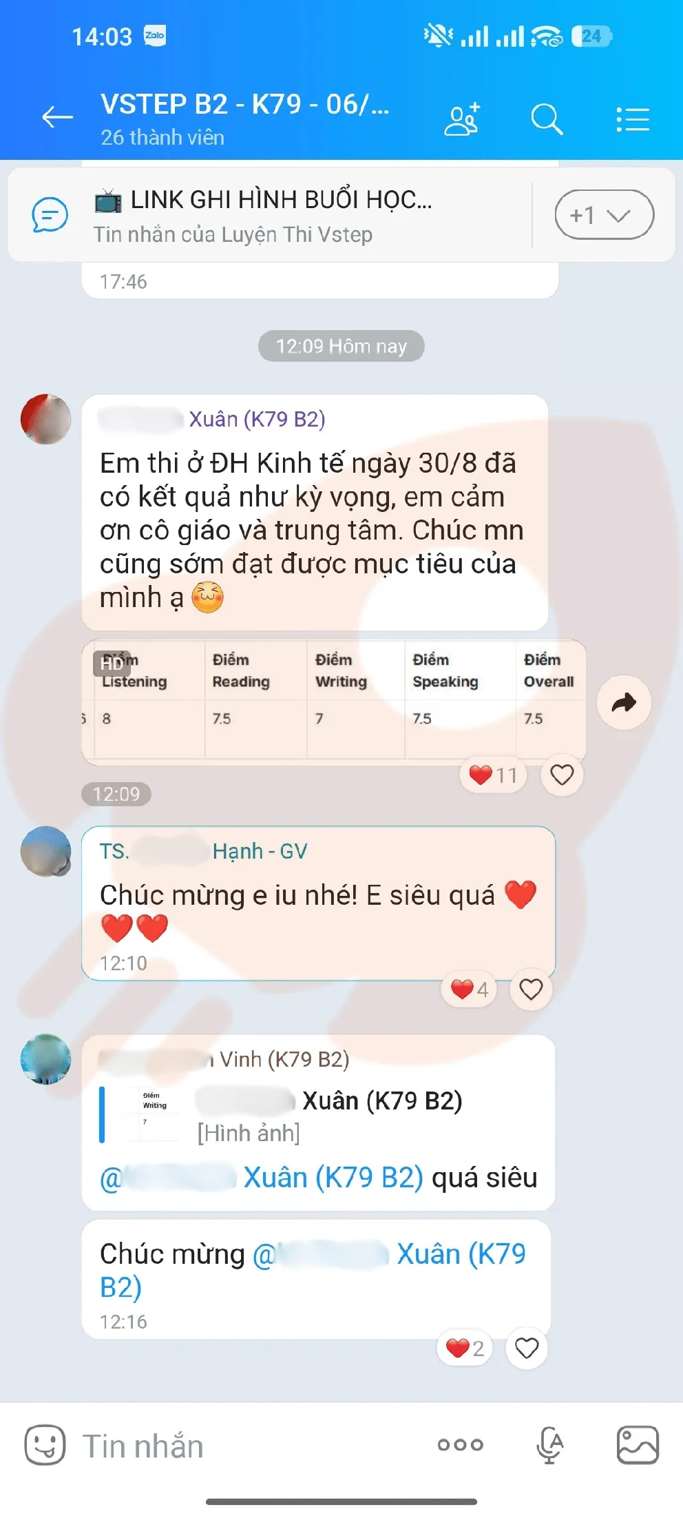 Phản hồi học viên VSTEP B2