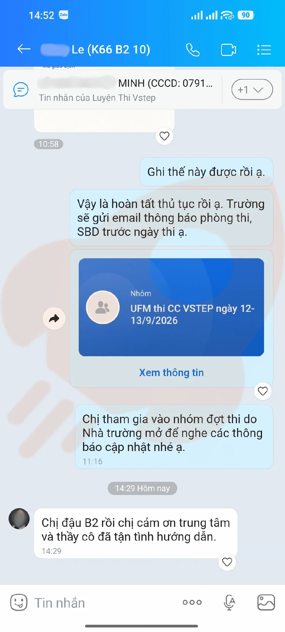 Phản hồi học viên VSTEP B2