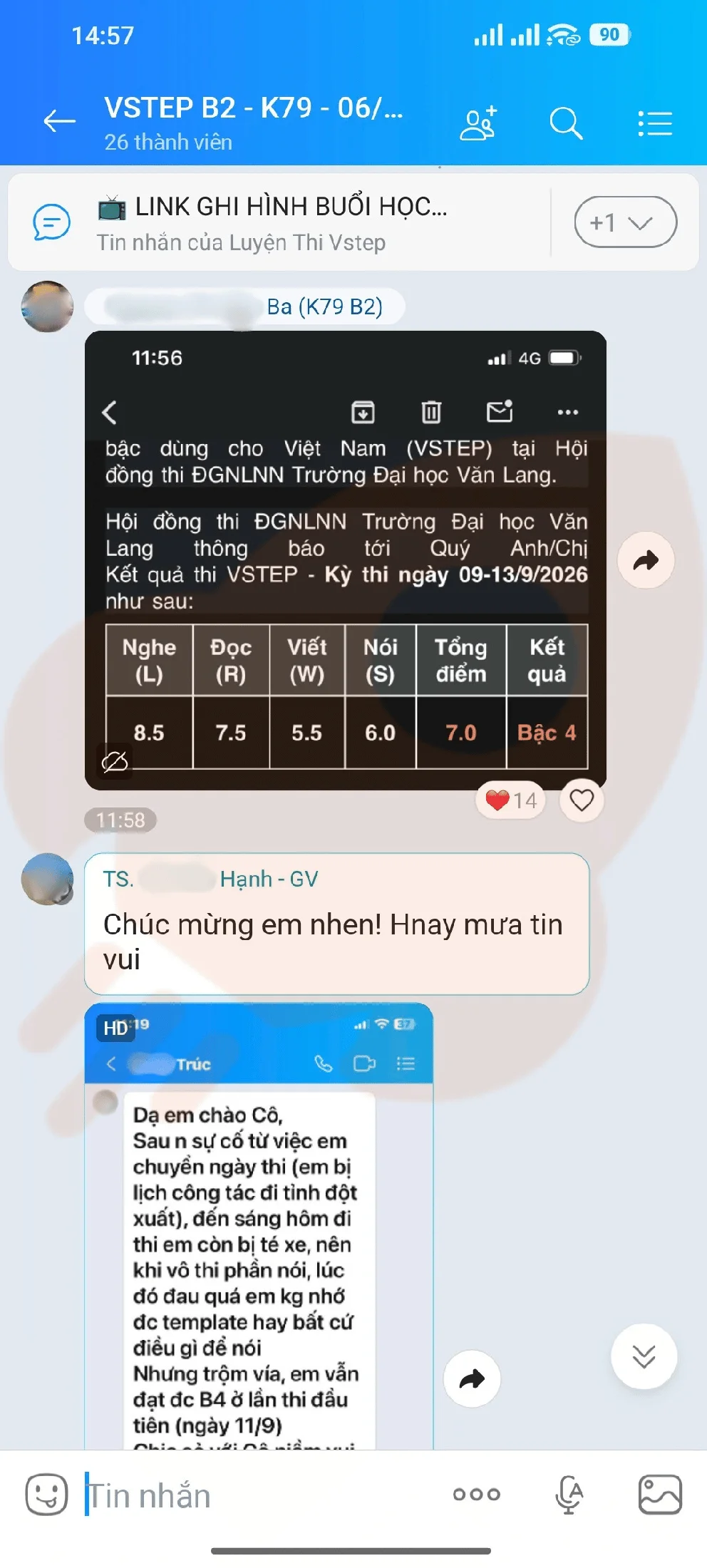 Phản hồi học viên VSTEP B2