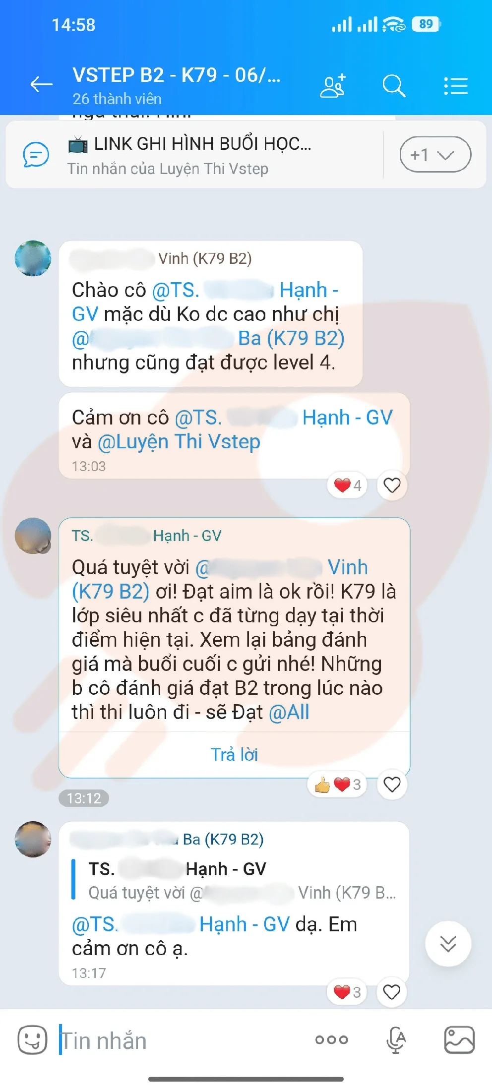 Phản hồi học viên VSTEP B2