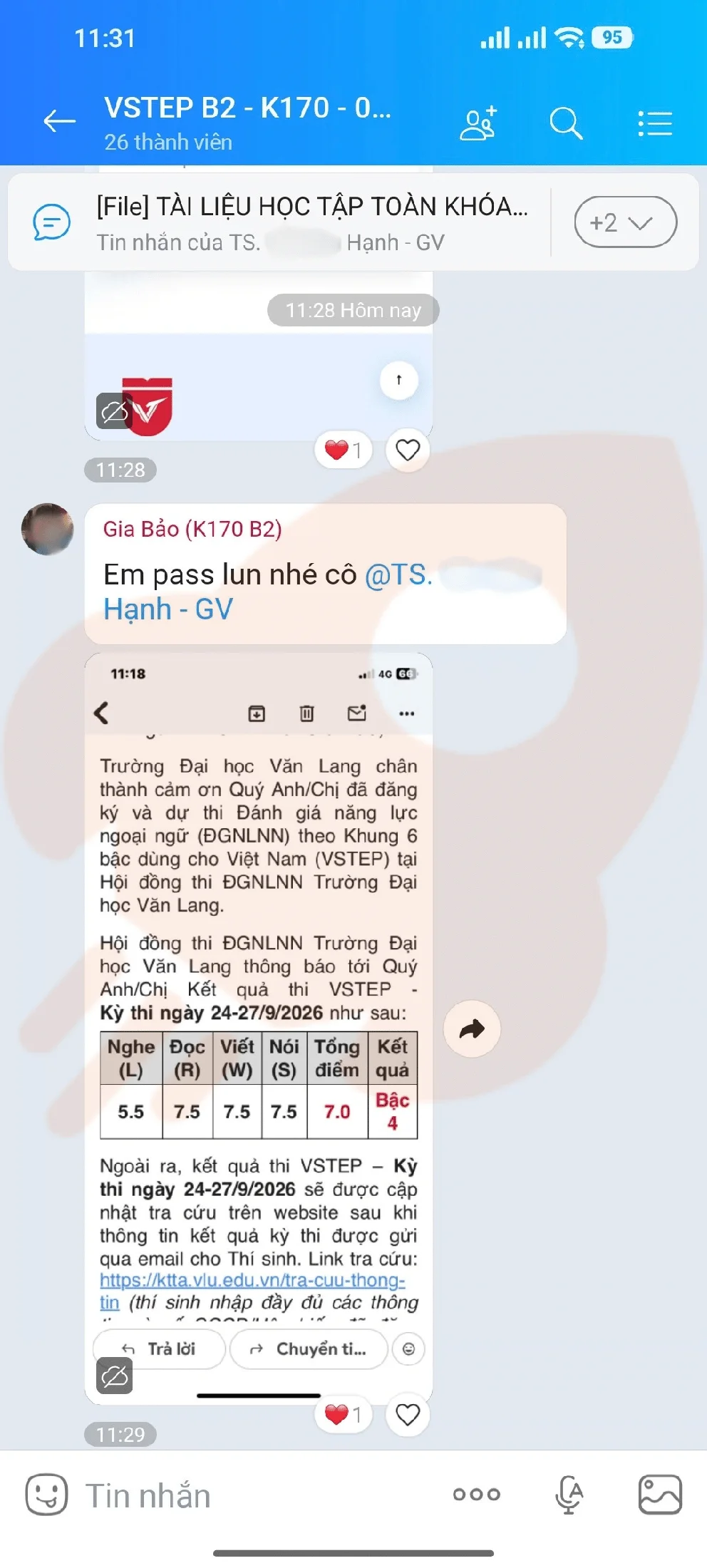 Phản hồi học viên VSTEP B2